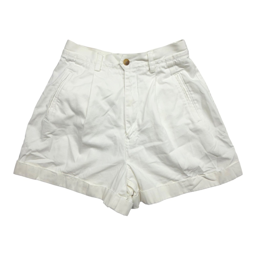 The Limited Vintage 90s High Waisted Pleated Cotton Shorts White Cuffed Size 6